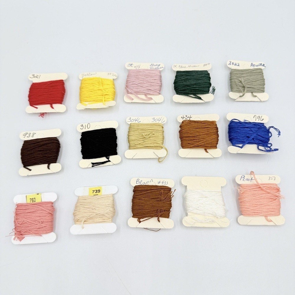 DMC Embroidery Floss Thread Lot 15 Partial Skeins Various Colors Craft